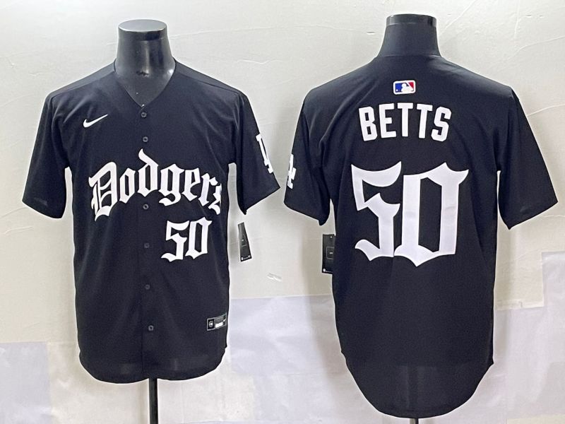 Men 2025 Los Angeles Dodgers #50 Betts Black Seventh generation Joint Name Nike MLB Jersey style 8->los angeles dodgers->MLB Jersey